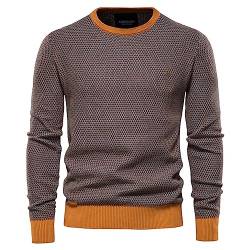 rtdgcv Wollherrenmantel 2023 Herbst Und Winter Gestrickte Unten männer Crewneck männer Persönlichkeit Pullover Mantel Senfgelb Herren (Khaki, M) von rtdgcv