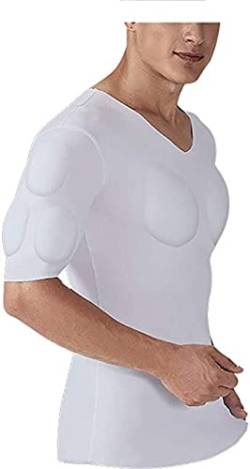 Männer Fake Muscle T-Shirt Männer Shaper Muscle Chest T-Shirt Gefälschte Muskelunterwäsche Slim Fit Schnelltrocknende Simulation Brustmuskel-T-Shirt Anzug Passend zur Unterlage von ruguo
