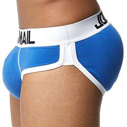 ruguo Boxer Unterwäsche Gepolsterte Sexy Men Unterwäsche Penis und Butt Hip Enhancer Push Up Cup Gepolsterte Gay Underwear Men Boxershorts Butt Lifter Shapewear (Color : Blue Briefs, Size : L) von ruguo