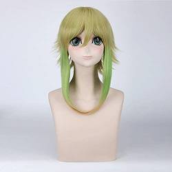 coser wigs Vocaloid Gumi Megpoid Golden Green Ombre Kurze Schichtte Flauschige Synthetische Haar Cosplay Perücken für Party+ Freie Perücke Cap 3 ( Color : 1 ) von rugzak