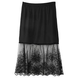 ruiruiNIE Lace Half Slip Röcke Extender Elastic Waist A-Linie Hohl Petticoat Unterrock Schwarz von ruiruiNIE