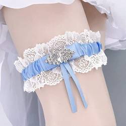 RUNRAYAY Bridal Blau Hochzeit Braut Strumpfband mit Strass Satin Schleife und Spitze für Bräute Bein von runrayay