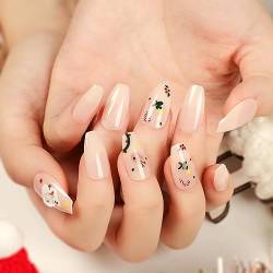 RUNRAYAY Christmas Press on Nails Short Square Fake Nails False Nails with Designs Acrylic Nails Glossy Artificial Nails for Women Girls 24Pcs von runrayay