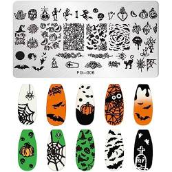 RUNRAYAY Halloween Nägelstempel Nagelkunstststempel Spinne Kürbisse Papierbildvorlage Nagelbrett von runrayay