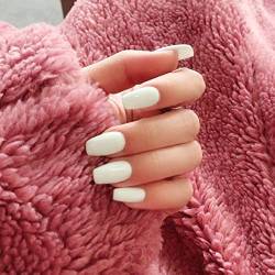 RUNRAYAY Matte White Press On Nails Medium, Fack Nägel Für Frauen Mädchen, Nude Nails Drücken Sie Auf Full Cover Nails Tipps Für Salon Perfect Nail von runrayay