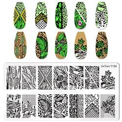 RUNRAYAY Nagel Stempel Platte Mode Blätter Geometrische Multi-Muster Nägel Schablone Druck Bild Nail Art Dekoration Werkzeug von runrayay