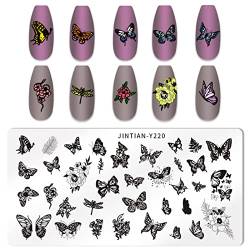 RUNRAYAY Nagel Stempel Platte Mode Blume Schmetterling Multi-Muster Nägel Schablone Druck Bild Nail Art Dekoration Werkzeug von runrayay