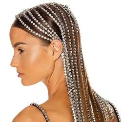 RUNRAYAY Silver Rhinestone Headband Crystal Headpieces Jewelry, Head Chain Sparkly Hair Accessories for Women von runrayay
