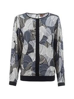 s'questo Bluse Damen Soquesto Langarm Rundhals Bluse mit Muster squesto, Gr.40, Schwarz von s`questo