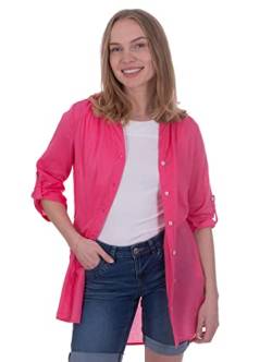 s’questo Damen Bluse Soquesto Longbluse Knopfleiste Ärmel zum Krempeln Einschubtaschen squesto, Gr.42, Pink von s`questo