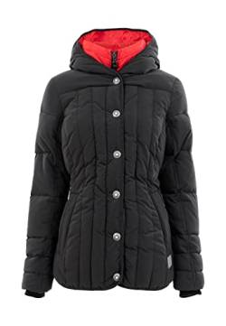 s’questo Damen Jacke Soquesto Winter Längssteppung eingesetzter Stehkragen Kapuze Knopfleiste Reißverschluss Taillenregulierung Taschen waschbar squesto, Gr. 42, Grau von s`questo