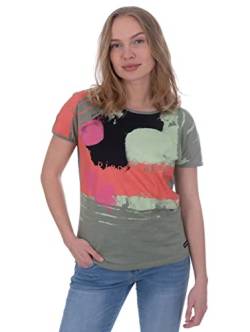 s’questo Damen Shirt Soquesto Sommershirt T Shirt für Sommer Oberteil mit Aufdruck mit Tshirt mit Print squesto, Gr.36, Grün von s`questo
