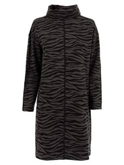 s'questo Damen Sweatkleid Soquesto mit Rollkragen Casual Pullikleid für Winter Animal Print, Gr. 40, Schwarz von s`questo