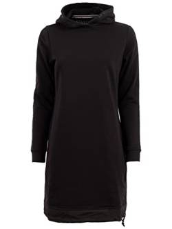 s'questo Damen squesto Sweatkleid Hoodie Kapuze mit Muster und Taschen Jumper Pullover lang Soquesto, Gr. 36, Schwarz von s`questo