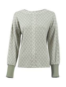 s'questo Pullover Damen Soquesto Strickpulli Rundhals Strickpullover mit Muster, Gr.38, Grün von s`questo