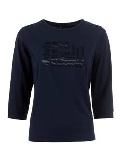 s'questo Shirt 3/4 Abgerundeter V-Ausschnitt, schick, 3/4-Armlänge Navy 44 Soquesto Damen von s`questo