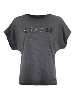 s'questo T-Shirt Damen Soquesto Shirt mit Print und Perlen Tshirt Schrift Druck Muster, Gr.38, Schwarz von s`questo