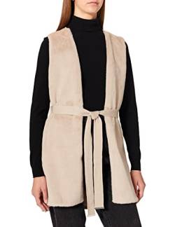 s.Oliver BLACK LABEL Damen Weiche Weste mit Kunstfell beige L von s.Oliver BLACK LABEL