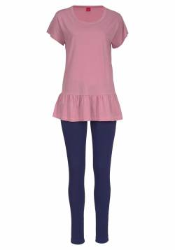 Große Größen: s.Oliver RED LABEL Bodywear Pyjama mit Shirt mit Volant und Legging, mauve-nachtblau, Gr.44/46 von s.Oliver RED LABEL Bodywear LM