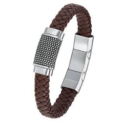 S.Oliver Herren Armband geflochten Leder Edelstahl Magnetverschluss 20+1,5 cm braun von s.Oliver