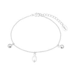 s.Oliver Armband 925 Sterling Silber Damen Armschmuck, mit Süßwasserzuchtperle, 17+3 cm, Weiß, Kommt in Schmuck Geschenk Box, 2037816 von s.Oliver