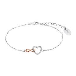 s.Oliver Armband 925 Sterling Silber Damen Armschmuck, mit Zirkonia synth., 17+3 cm, Bicolor, Infinity, Kommt in Schmuck Geschenk Box, 2032565 von s.Oliver