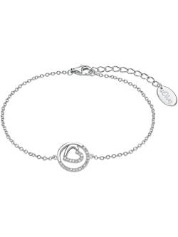 s.Oliver Armband 925 Sterling Silber Damen Armschmuck, mit Zirkonia synth., 17+3 cm, Silber, Herz, Kommt in Schmuck Geschenk Box, 2034390 von s.Oliver