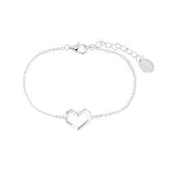 s.Oliver Armband 925 Sterling Silber Damen Armschmuck, mit Zirkonia synth., 17+3 cm, Silber, Herz, Kommt in Schmuck Geschenk Box, 2036862 von s.Oliver