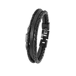 s.Oliver Armband Edelstahl Carbon/Leder Herren Armschmuck, 20+1,5 cm, Schwarz, Kommt in Schmuck Geschenk Box, 2022637 von s.Oliver