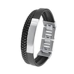 s.Oliver Armband Edelstahl Leder Herren Armschmuck, 18,5+1,5+1,5 cm, Schwarz, Kommt in Schmuck Geschenk Box, 2036861 von s.Oliver