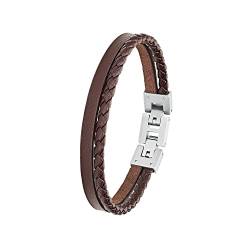 s.Oliver Armband Edelstahl Leder Herren Armschmuck, 20+1,5 cm, Braun, Kommt in Schmuck Geschenk Box, 2026150 von s.Oliver