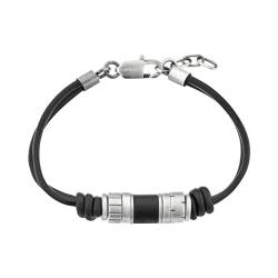 s.Oliver Armband Edelstahl Leder Herren Armschmuck, 20+2 cm, Silber, Kommt in Schmuck Geschenk Box, 2038007 von s.Oliver