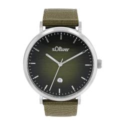 s.Oliver Armbanduhr Herren Quarzuhr Analog, mit Nylon Armband, Grün, 3 bar Wasserdicht, Kommt in Uhren Geschenk Box, 2034602 von s.Oliver