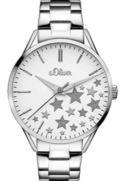 s.Oliver Damen-Armbanduhr Analog Quarz, silber Sterne von s.Oliver