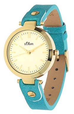 s.Oliver Damen-Armbanduhr Analog Quarz Leder IP Gold SO-15094-LQR von s.Oliver