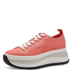 s.Oliver Damen Plateau Sneaker zum Schnüren Vegan, Orange (Coral), 36 von s.Oliver