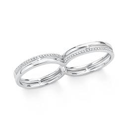 s.Oliver Damen-Ring Doppelring 925 Silber rhodiniert Zirkonia weiß Gr. 56 (17.8) 2015105 von s.Oliver