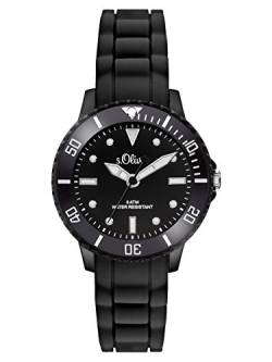 s.Oliver Damen Time Unisex Quarz Uhr mit Silikon Armband, Größe XS für Kinder- bzw, schwarz von s.Oliver