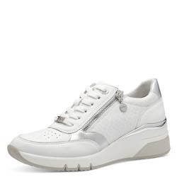 s.Oliver Damen Wedge Sneaker zum Schnüren mit Reißverschluss, Weiß (White/Silver), 36 von s.Oliver