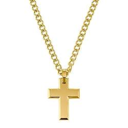 s.Oliver Halskette Edelstahl Herren Halsschmuck, 50 cm, Gold, Kreuz, Kommt in Schmuck Geschenk Box, 2036868 von s.Oliver