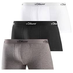 s.Oliver Herren 3X Boxer Basic_1 Boxershorts, Grey + Black + White, S (3er Pack) von s.Oliver