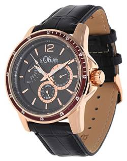 s.Oliver Herren-Armbanduhr Analog Quarz Leder IP Gold SO-15150-LMR von s.Oliver