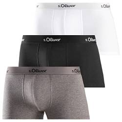 s.Oliver Herren Jh-34b_ls_1 Boxershorts, grau + schwarz+ weiß, M (3er Pack) von s.Oliver