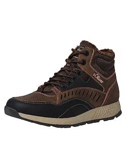 s.Oliver Herren Sneaker hoch mit Fütterung Winter mit Schnürsenkeln und Reißverschluss Braun (Brown Comb.), 43 von s.Oliver