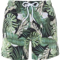 s.Oliver Land Badehose, Gummibund, floral, für Herren, schwarz, M von s.Oliver