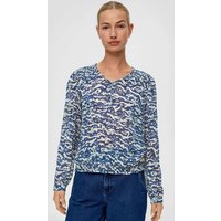 s.Oliver Langarmbluse Chiffonbluse mit Allover-Print Raffung, Smok-Detail, Rüschen von s.Oliver