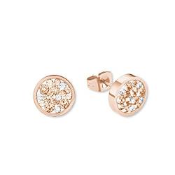 s.Oliver Ohrstecker Edelstahl Damen Ohrschmuck, mit Kristall, 1 cm, Apricot, Kommt in Schmuck Geschenk Box, 2020330 von s.Oliver