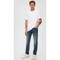 s.Oliver Stoffhose Jeans Nelio / Slim Fit / Mid Rise / Slim Leg Leder-Patch, Waschung von s.Oliver