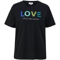 s.Oliver T-Shirt - kurzarm Shirt - Pailletten Druck - schwarzes T-Shirt von s.Oliver