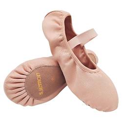 s.lemon Anfänger Ballet Schuhe,Elastisch Ganze Ledersohle Tanzschuhe Ballettschuhe für Kinder Mädchen Nude 31 von s.lemon